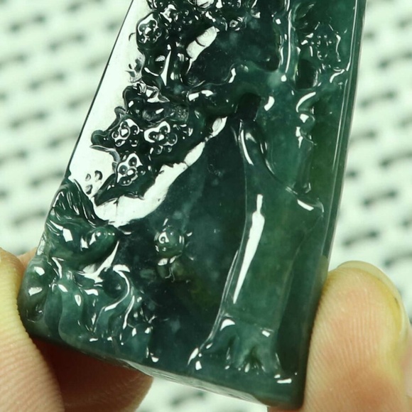 Cert'd Blue water 蓝水 Natural A Jade jadeite Carved Pendant Dragon - Picture 8 of 8